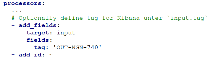 Example configuration showing the tag